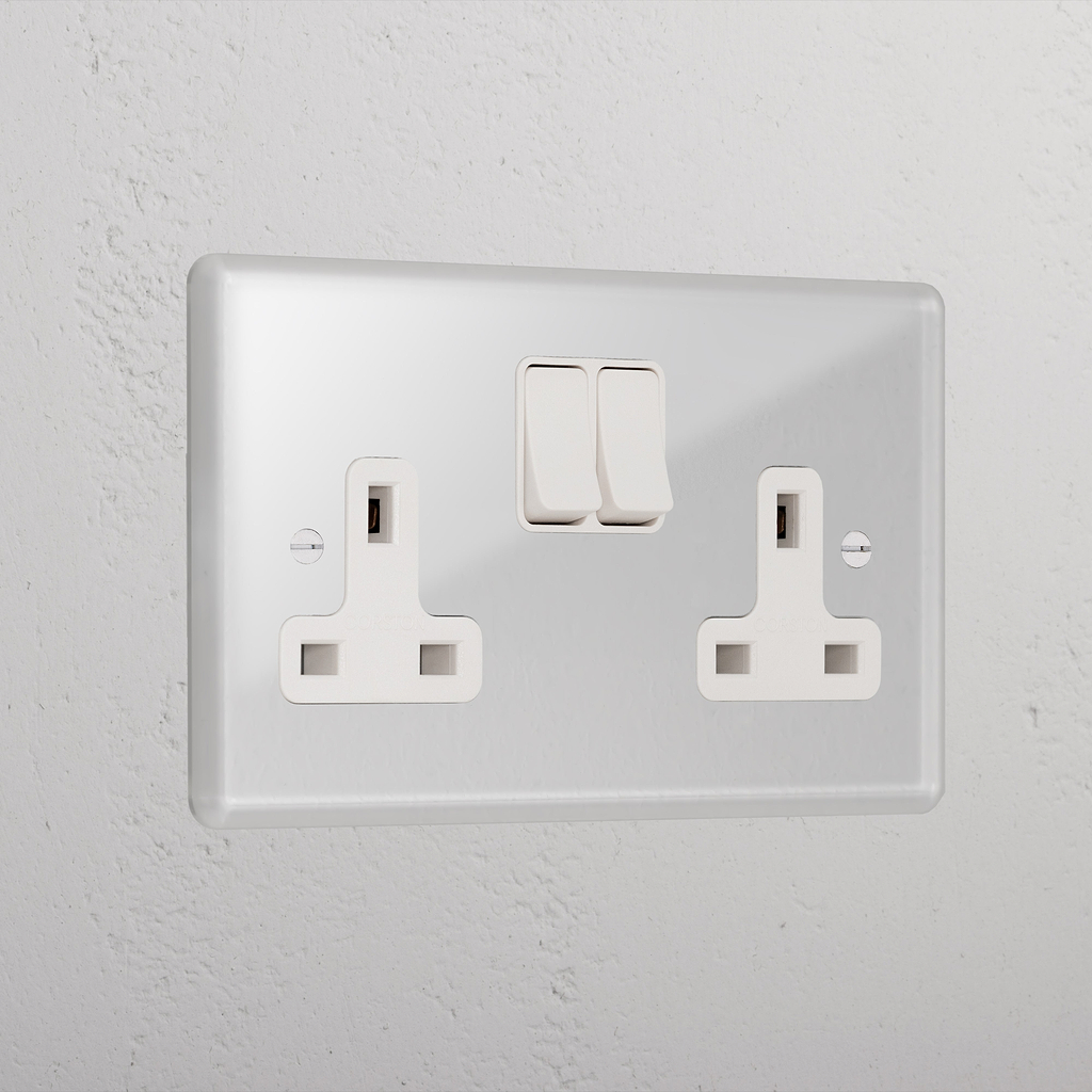 Clear Luxury Double Socket Uk White
