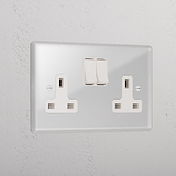 Clear Luxury Double Socket Uk White