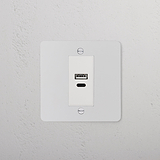 USB A+C Socket - Paintable White