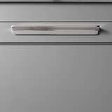 Polished Nickel Oxford Furniture Handle 384mm, zoomed in looking up at the handle showcasing the polished finish. 