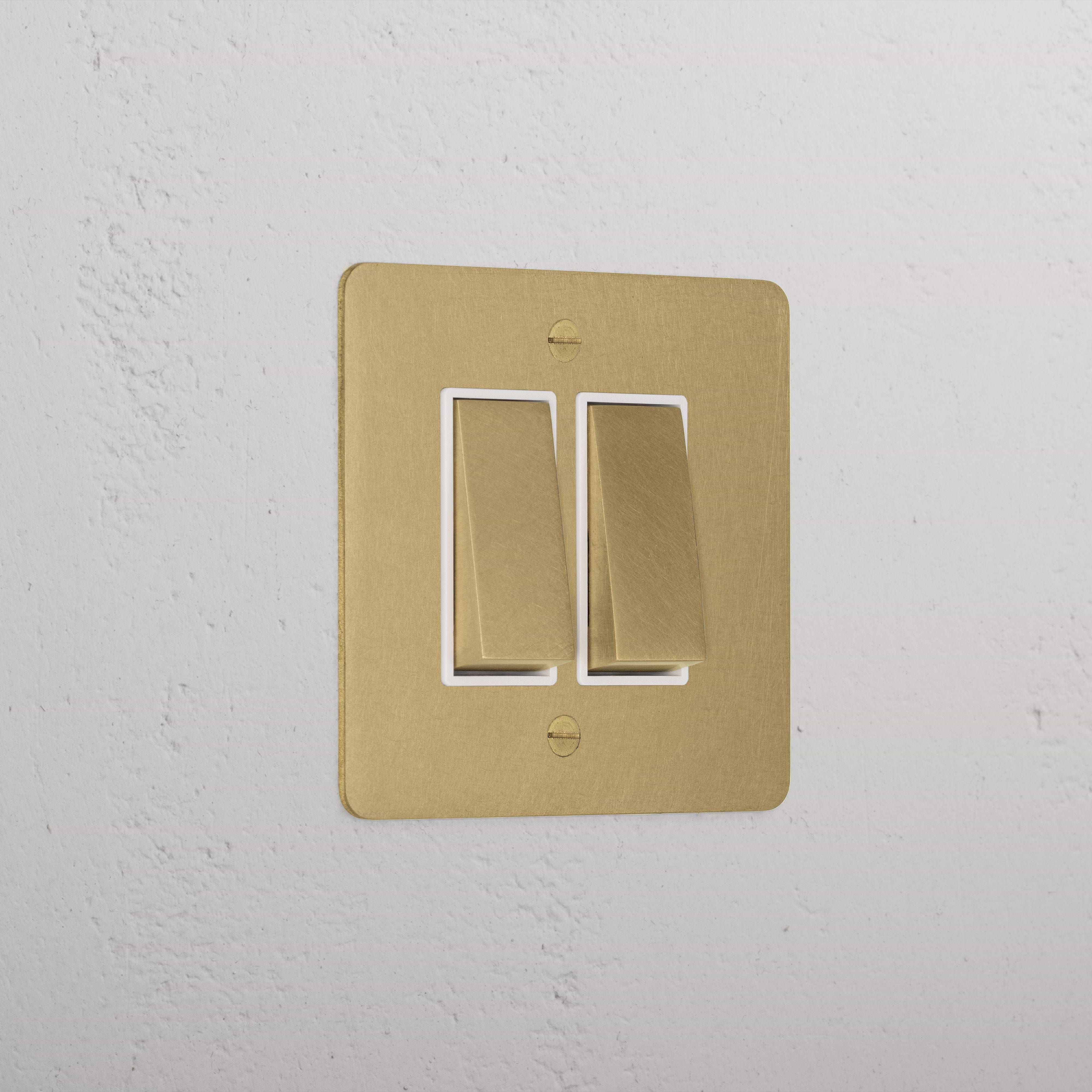 2G Two Way Rocker Switch - Antique Brass White