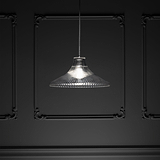 Hammersmith Large Pendant Light Fluted Glass - Polished Nickel