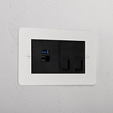 2x CAT6 + USB A+C Fast Charge Socket _ Paintable Black