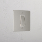 1G Two Way Rocker Switch - Polished Nickel White