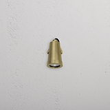 Cambridge Wall Spotlight 24V in antique brass, mounted outdoors on a white wall, angled downward.