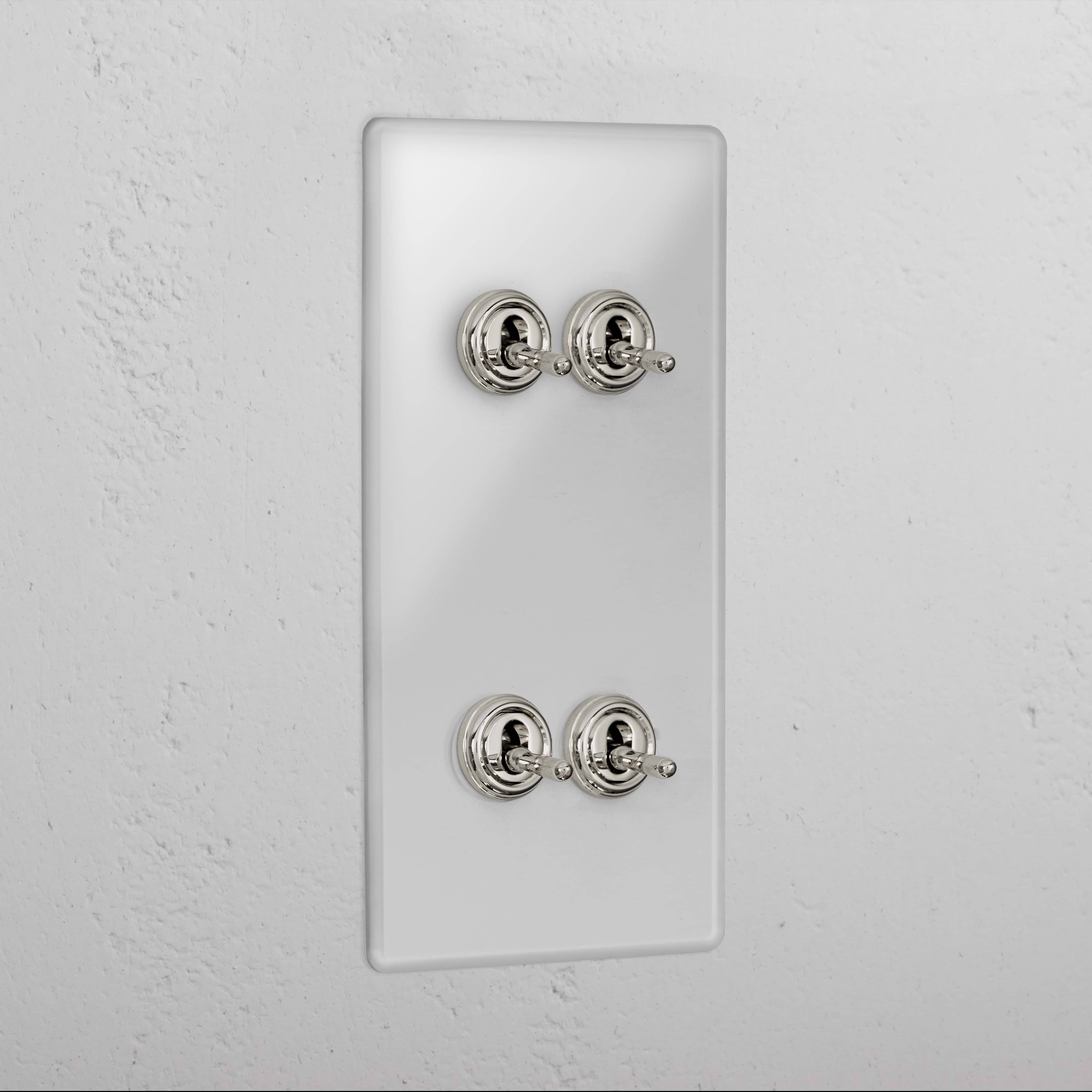 4G Vertical Two Way Toggle Switch - Clear Polished Nickel  