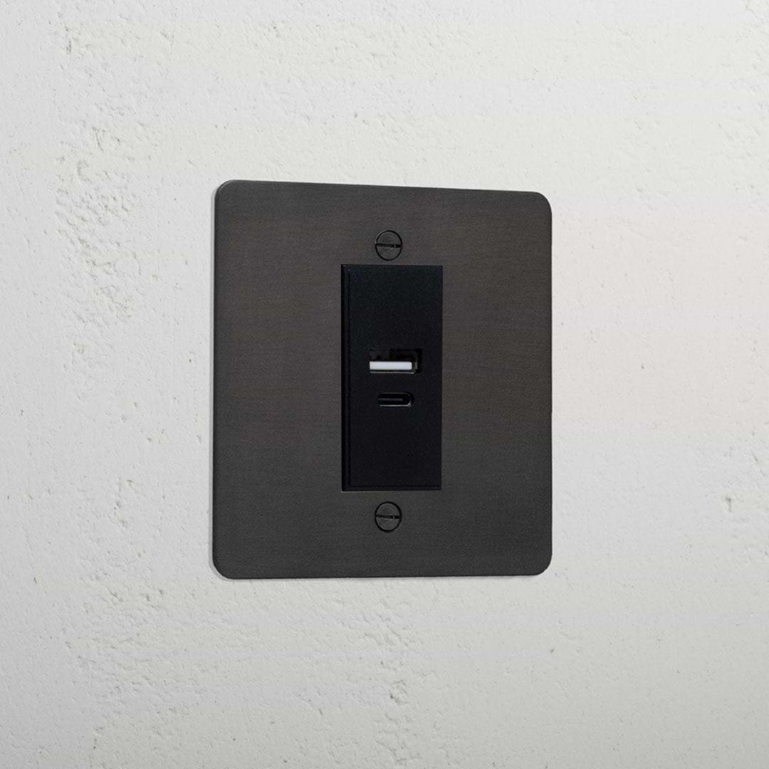 Bronze Designer Usb A+C Socket Black