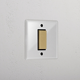 1G Centre Retractive Rocker Switch - Clear Antique Brass Black