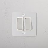 2G Two Way Rocker Switch - Paintable Polished Nickel White