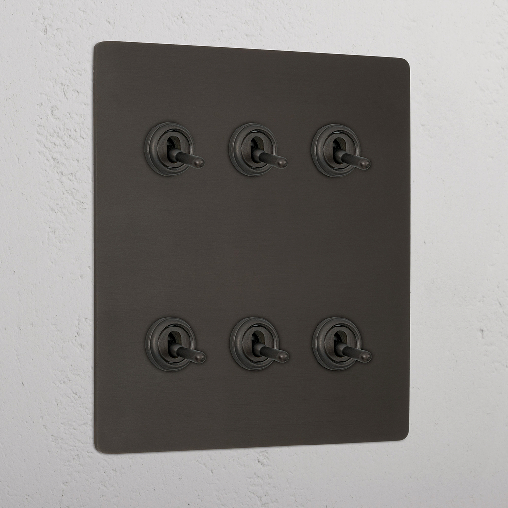 Bronze Premium 6 Gang 2 Way Toggle Light Switch