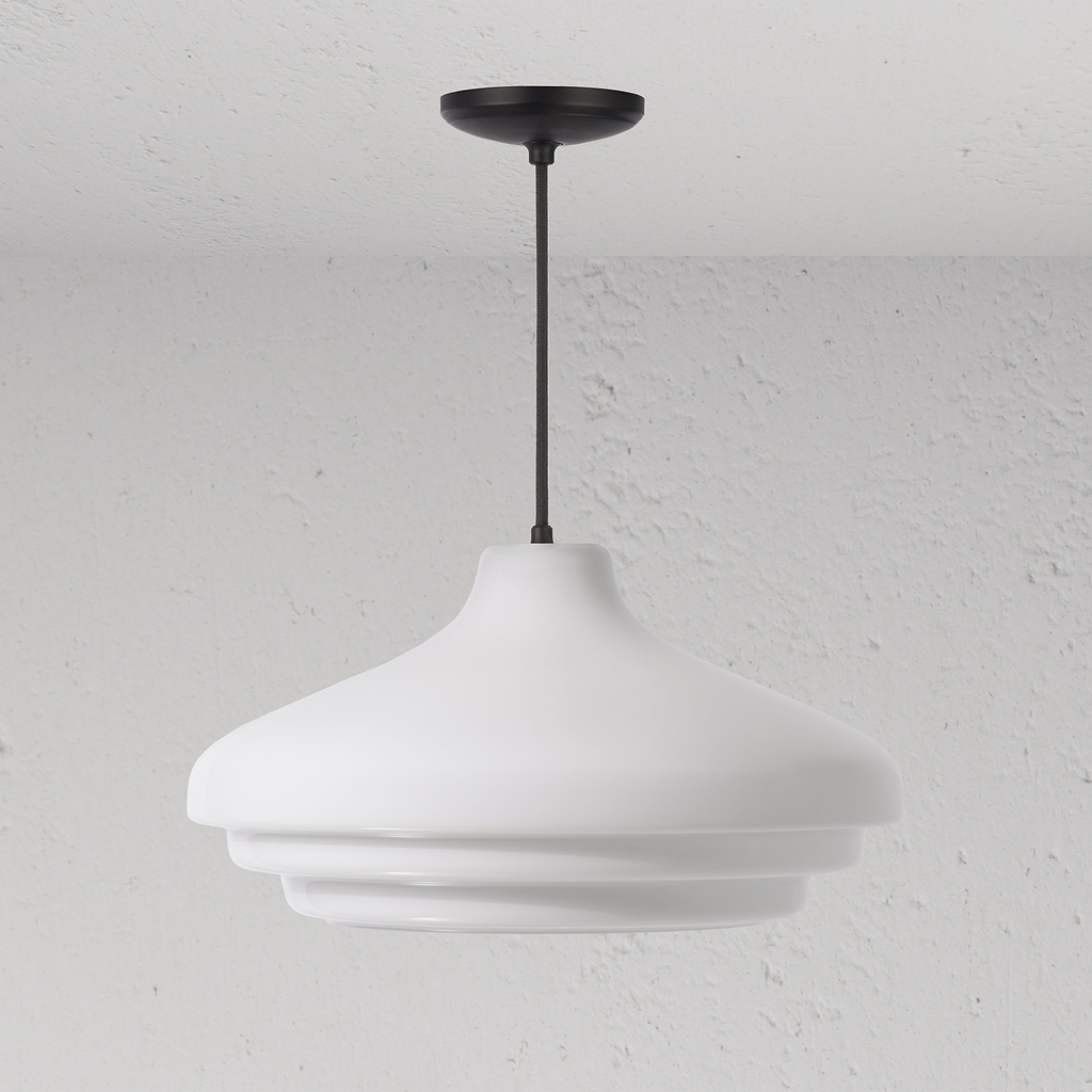 Brookfield Large Pendant Light Opal Glass - Bronze 