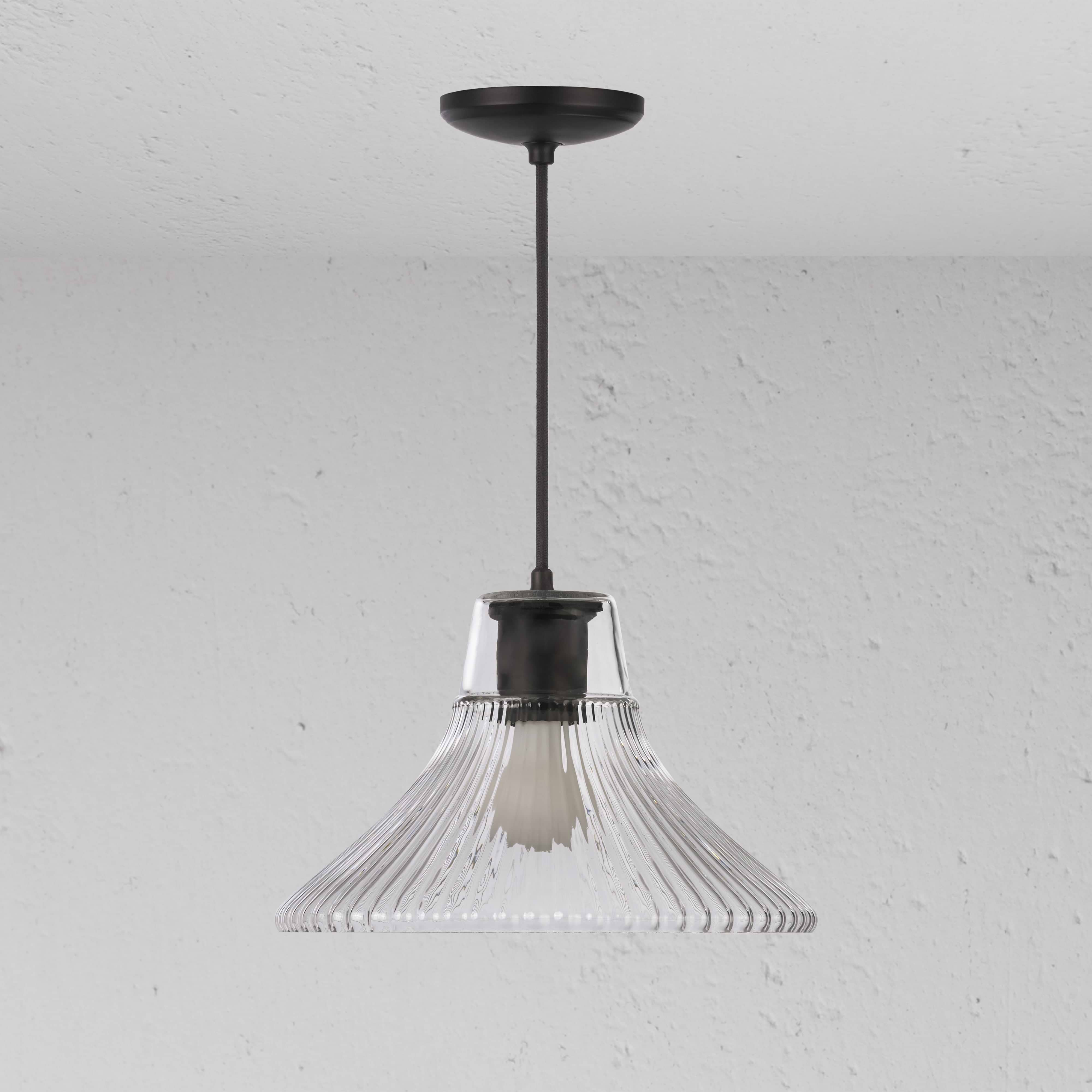 Hammersmith Medium Pendant Light Fluted Glass - Bronze