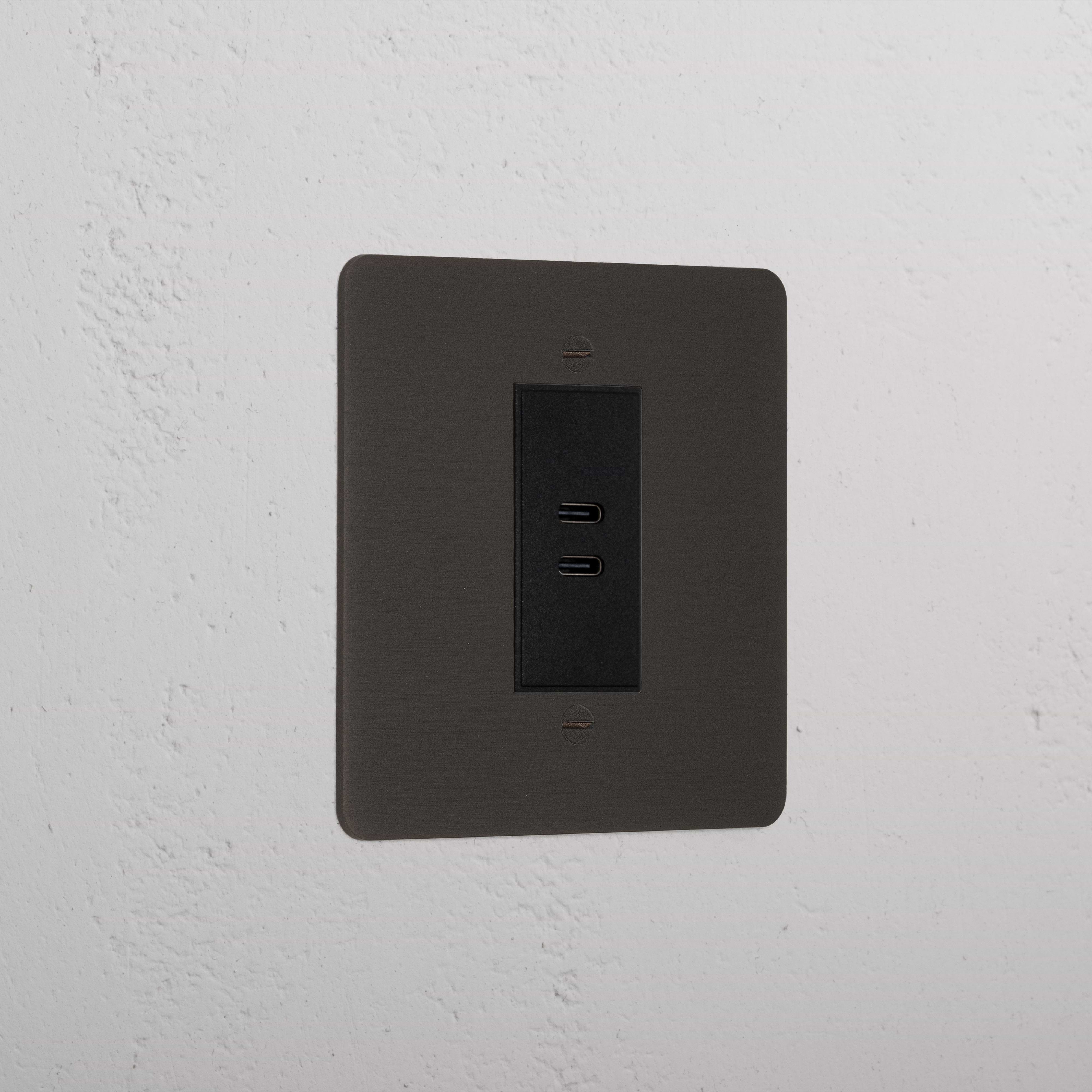 Bronze Vintage Usb C+C Socket Black