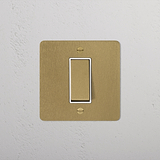 1G Double Pole Rocker Switch - Antique Brass White