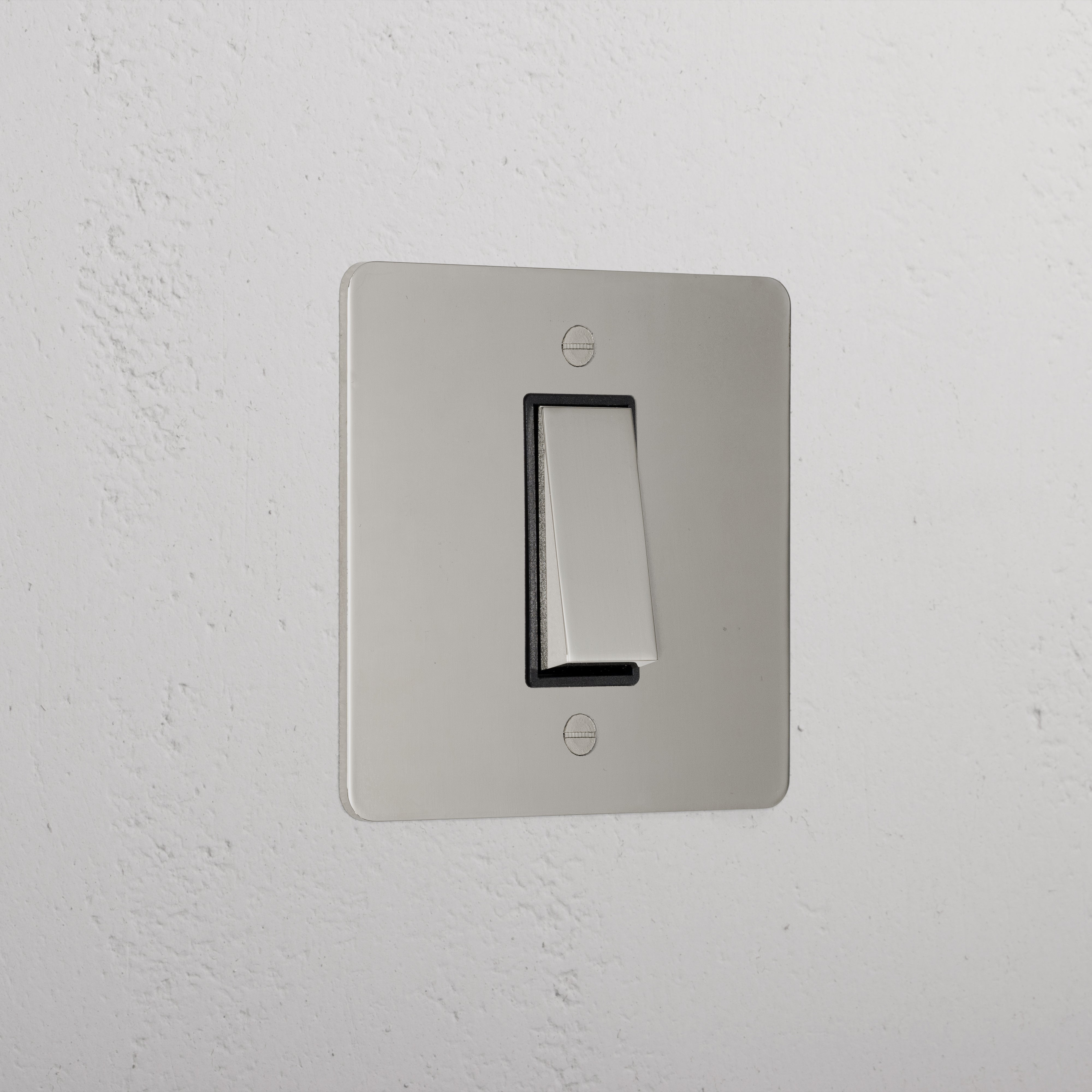 1G Double Pole Rocker Switch - Polished Nickel Black