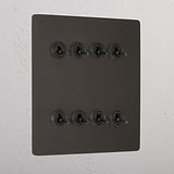 Bronze Elegant 8 Gang 2 Way Toggle Light Switch