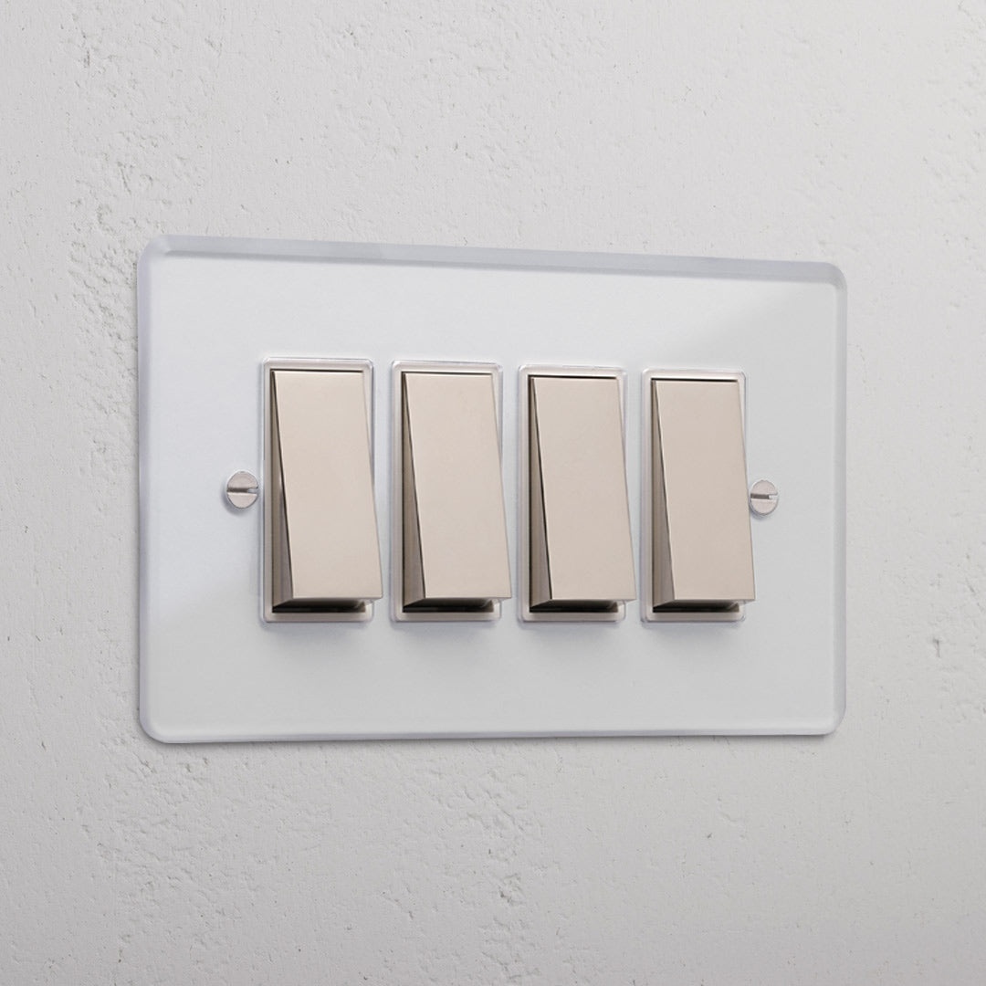 4G Two Way Rocker Switch - Clear Polished Nickel White
