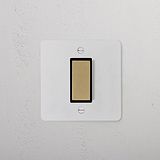 1G Centre Retractive Rocker Switch - Paintable Antique Brass Black