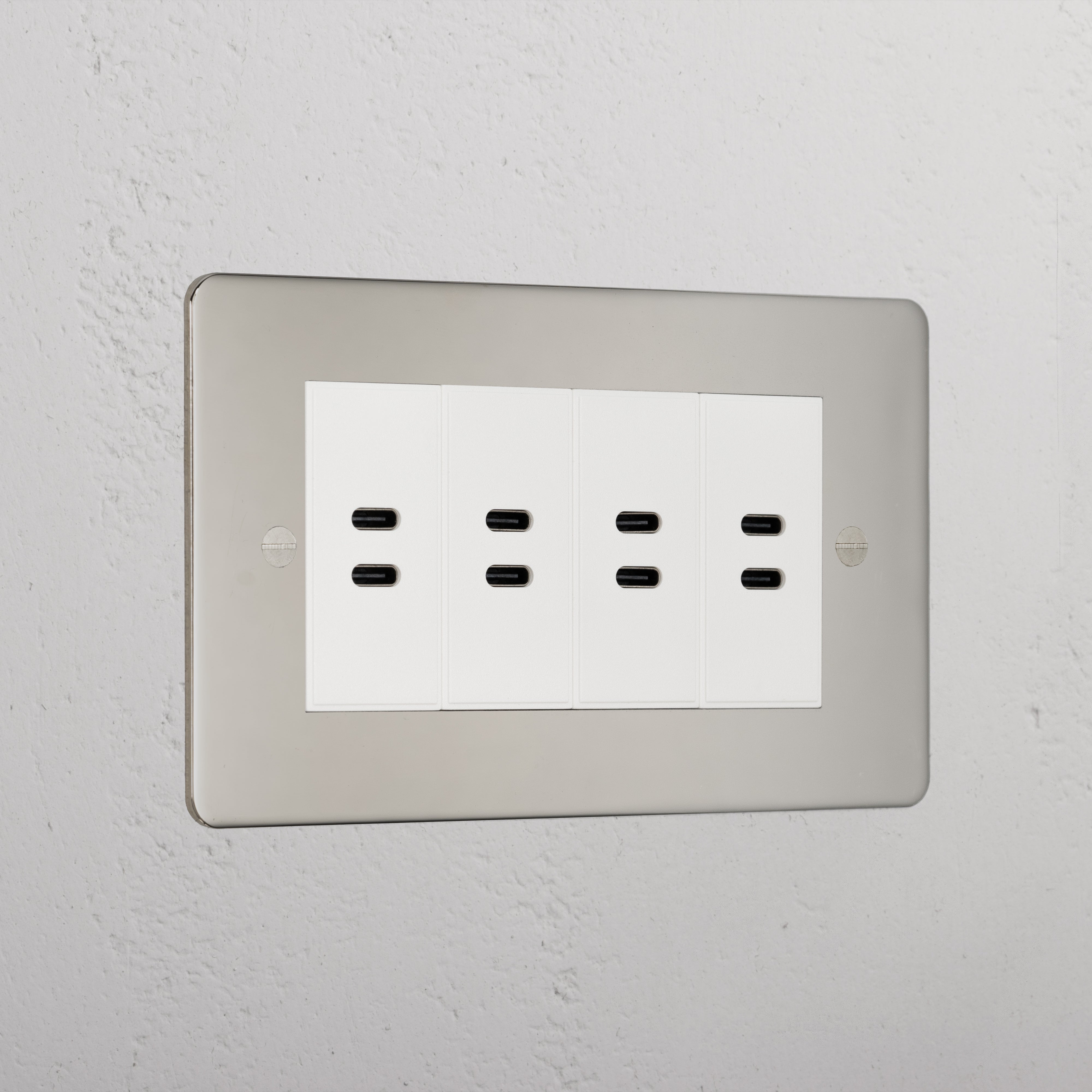 Elegant Polished Nickel 8x Usb-C Ports Socket White