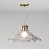 Hammersmith Large Pendant Light Fluted Glass - Antique Brass