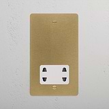 Shaver Socket - Antique Brass White