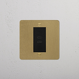 USB C+C Socket - Antique Brass Black