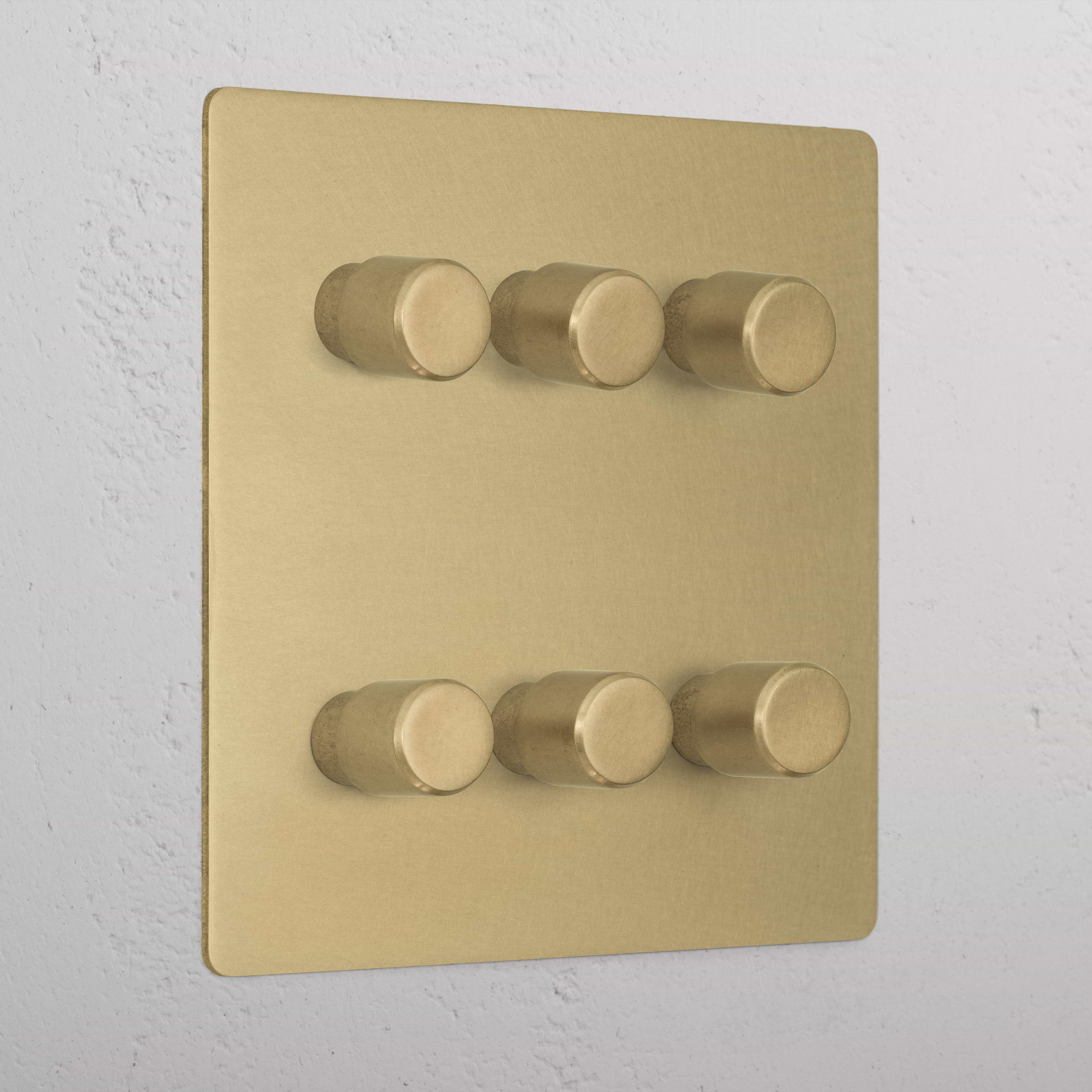 Designer Antique Brass 6 Gang 2 Way Dimmer Light Switch