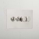 Premium Polished Nickel 4 Gang Mixed Light Switch
