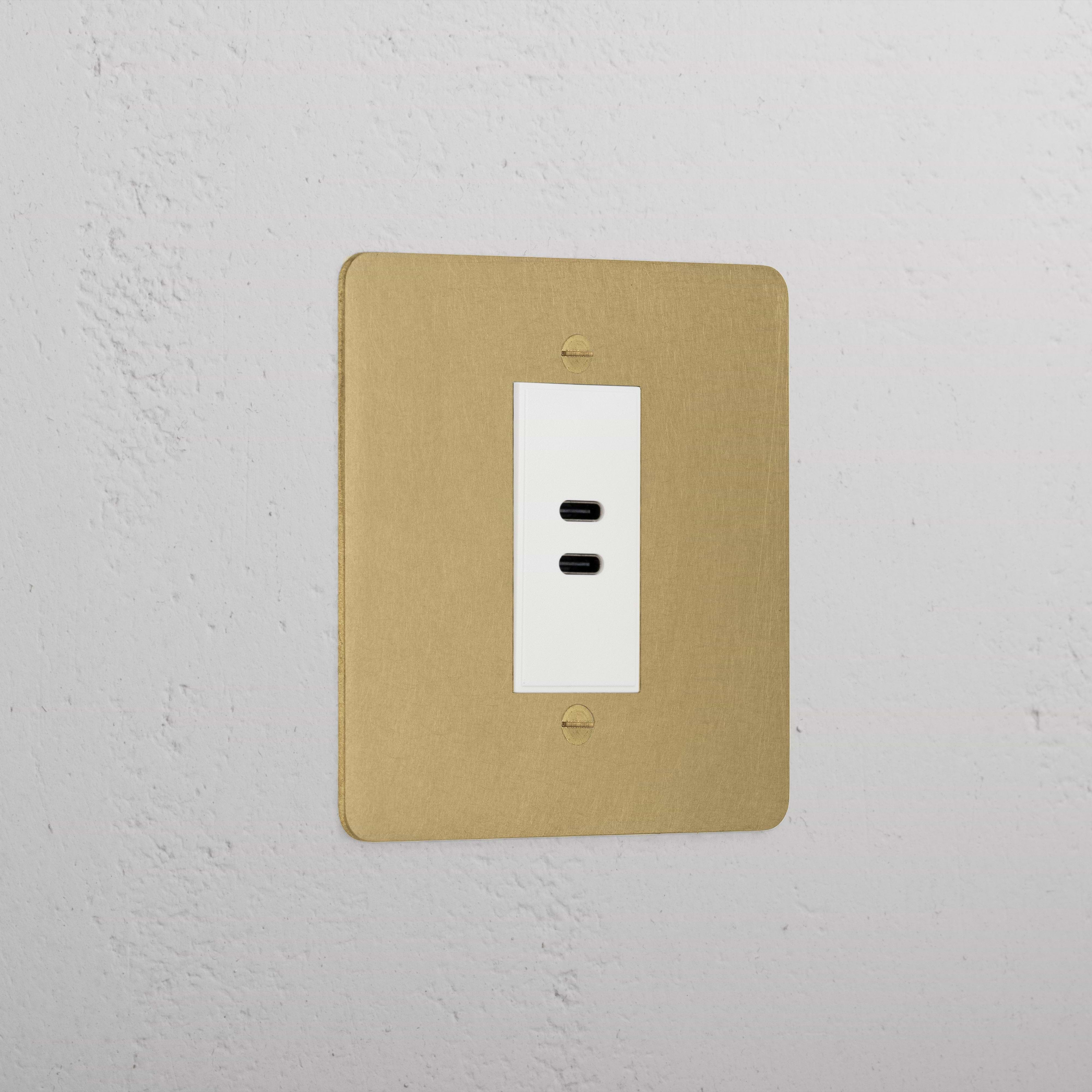 Designer Antique Brass Usb C+C Socket White