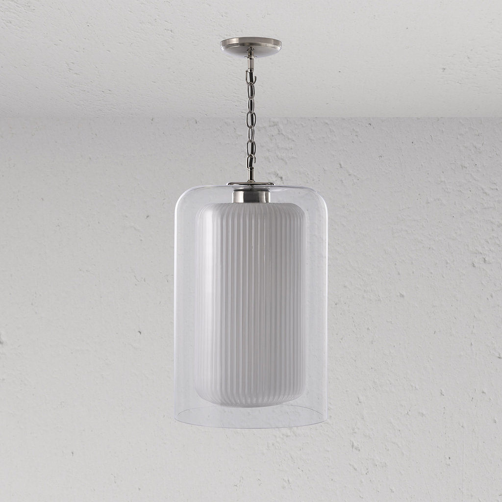 Windsor Large Pendant Light Opal Glass - Polished Nickel