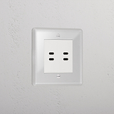 Clear 2x Usb C+C Premium Socket White
