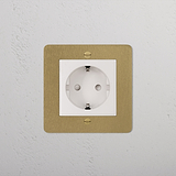 Schuko Socket - Antique Brass White