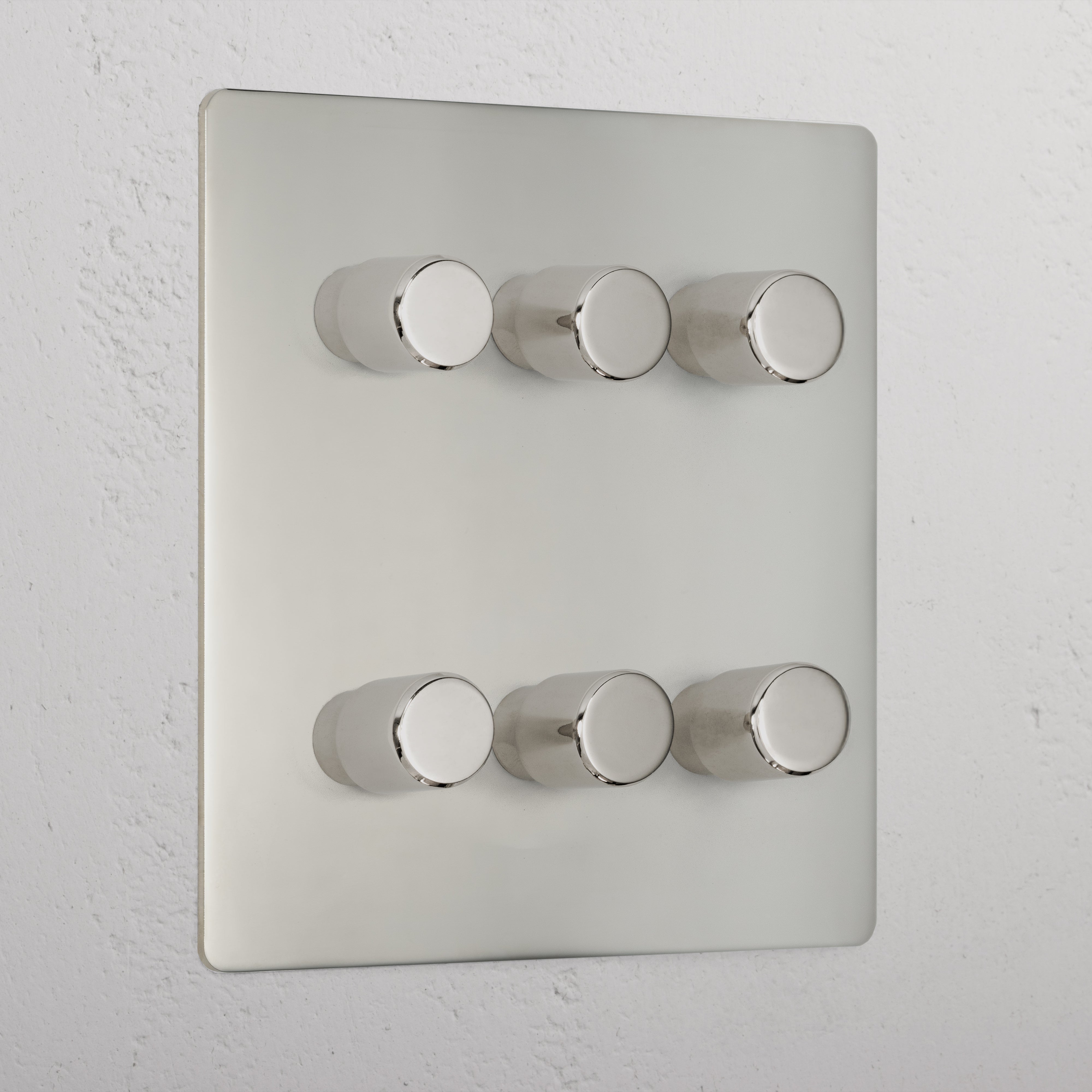 Premium Polished Nickel 6 Gang 2 Way Dimmer Light Switch