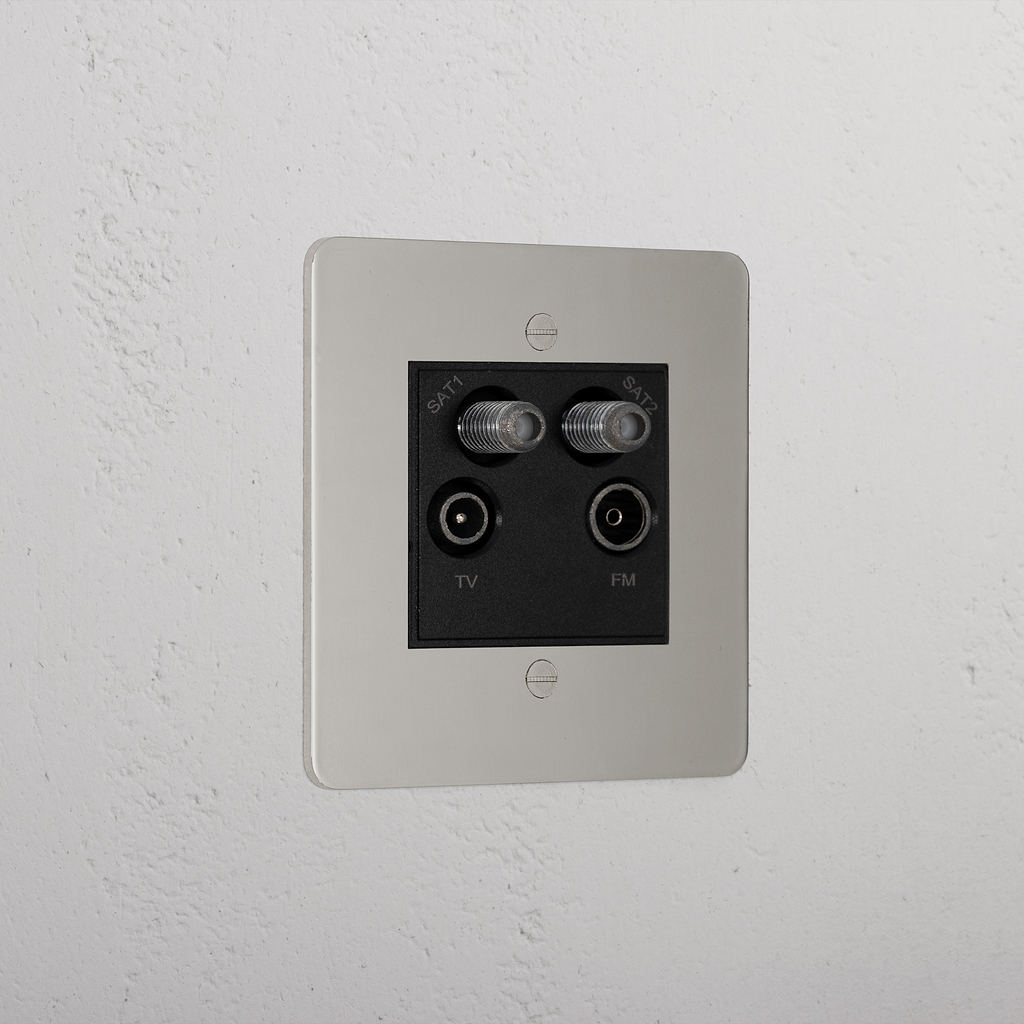 Premium Polished Nickel Aerial Socket Black