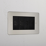Premium Polished Nickel 8x Usb-C Ports Socket Black