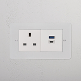13A Socket + USB A+C Fast Charge - Paintable White