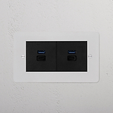 2X USB A+C Fast Charge Socket - Paintable Black