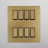 8G Two Way Rocker Switch - Antique Brass Black