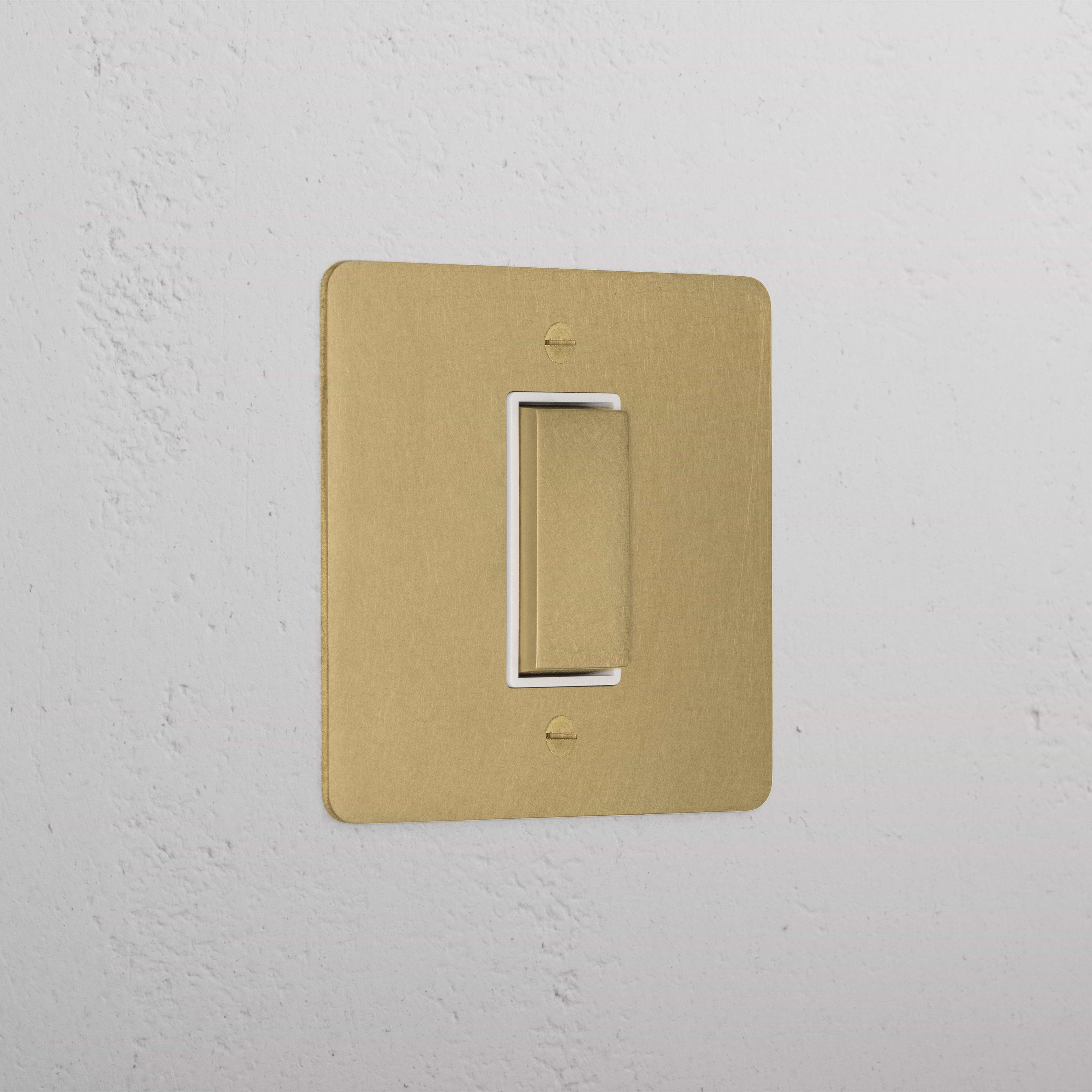 1G Centre Retractive Rocker Switch - Antique Brass White