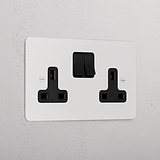 Double Socket UK _ Paintable Black