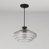 Brookfield Medium Pendant Light Fluted Glass - Bronze