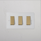 3G Two Way Rocker Switch - Paintable Antique Brass White
