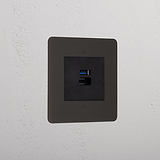 Bronze Designer Usb A+C Fast Charge Socket Black