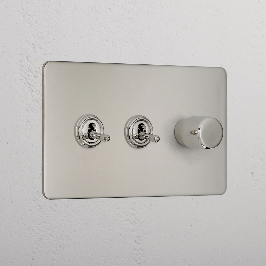 Elegant Polished Nickel 3 Gang Mixed Light Switch