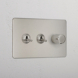 Elegant Polished Nickel 3 Gang Mixed Light Switch