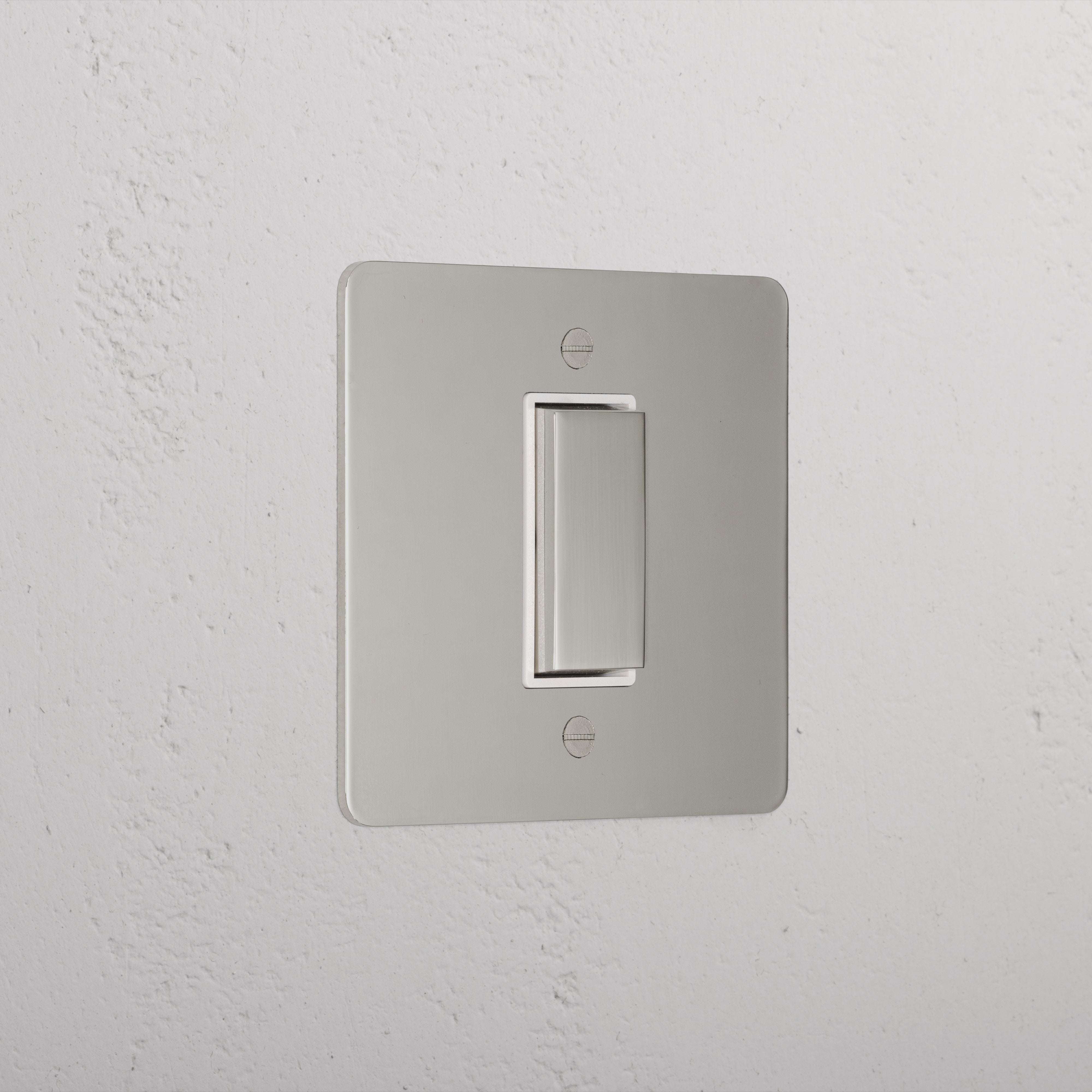 1G Centre Retractive Rocker Switch - Polished Nickel White