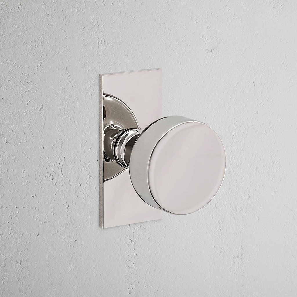 Onslow Short Plate Fixed Door Knob - Polished Nickel 