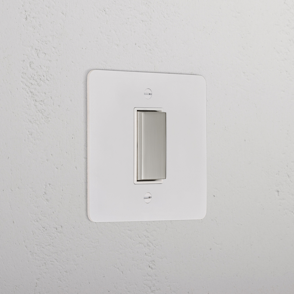 1G Centre Retractive Rocker Switch _ Paintable Polished Nickel White