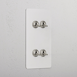 4G Vertical Two Way Toggle Switch - Paintable Polished Nickel  