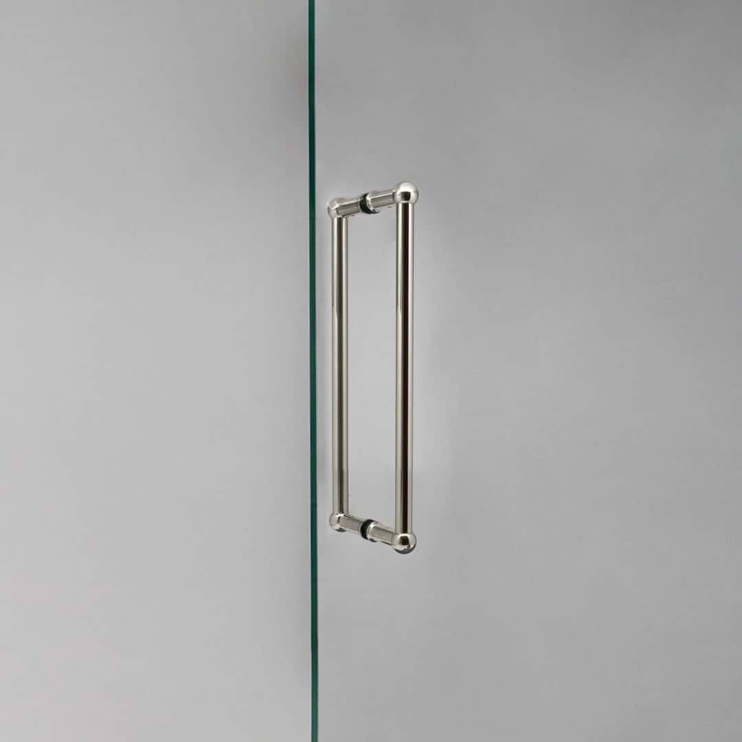 Polished Nickel Harper Double Pull Handle 320mm On White Background